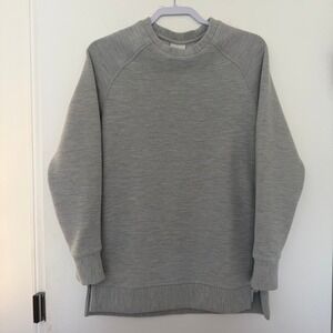 Varley Ribbed Crew Neck Long Sleeve Zipper Detail Gray XSmall